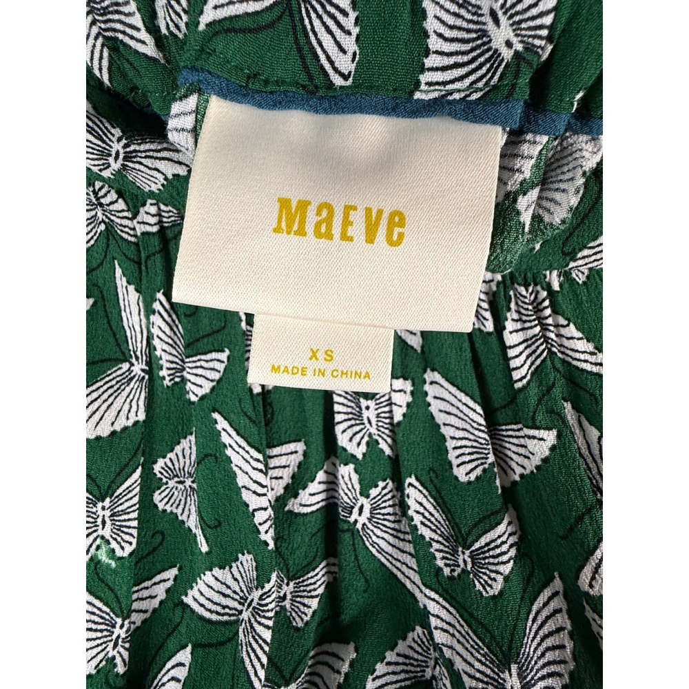 Maeve Acker Wide Leg Pants Womens XS S Green Butterfly Print Anthropologie - Picture 4 of 11
